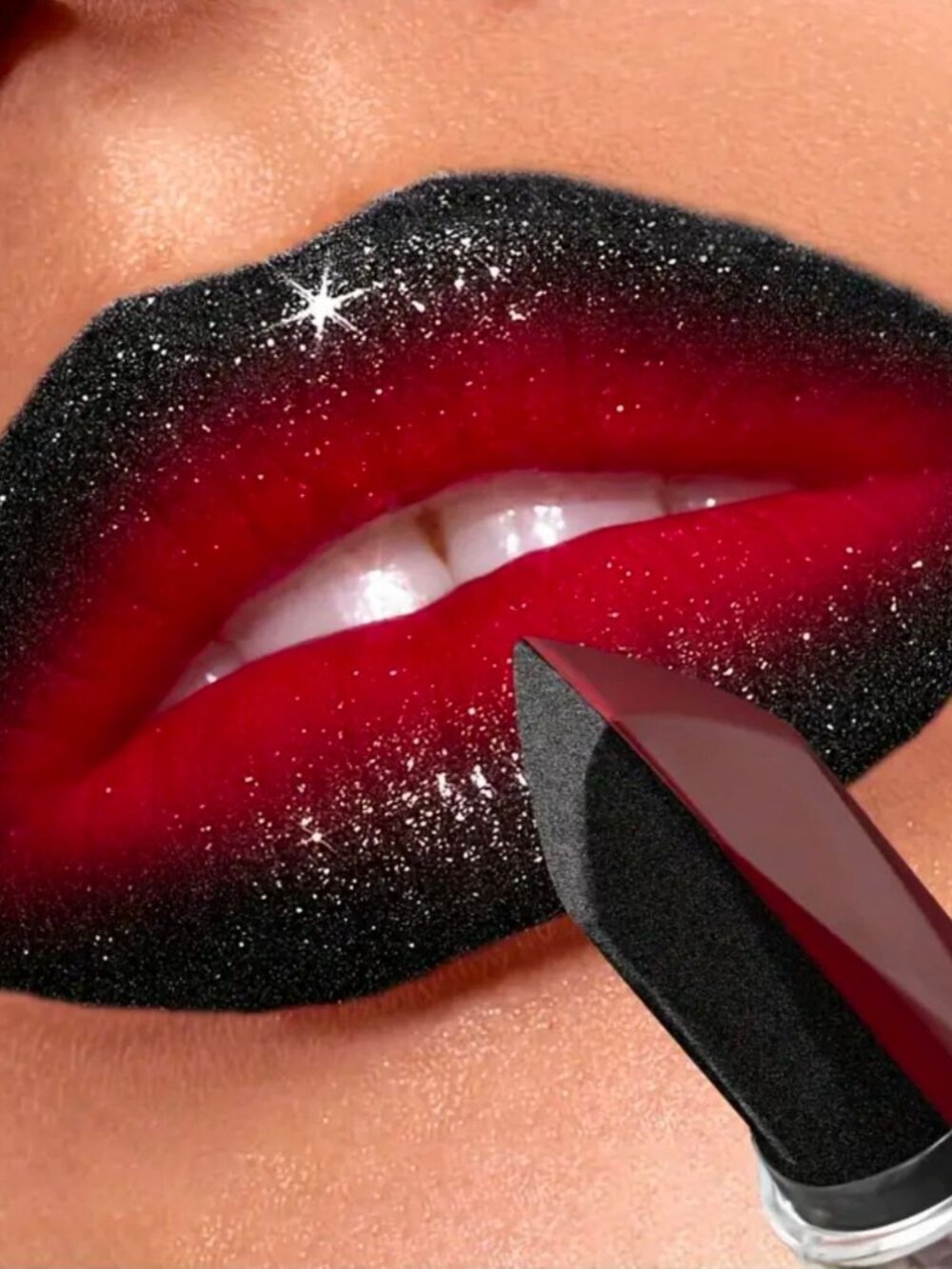 Dual‑Tone ✦ Waterproof Matte Pearl Lipstick ✦ Red Black Bold Long‑Wear NWT - Picture 2 of 8